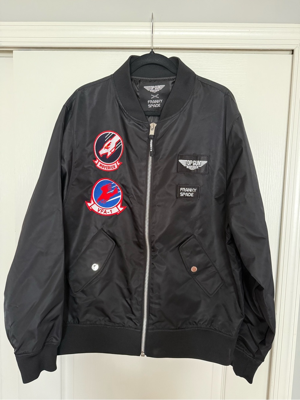 Top Gun Maverick Black Bomber Jacket with Patch Details XL